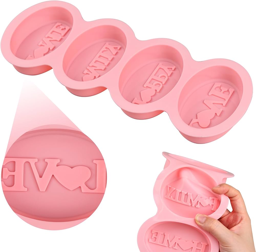 Lot De 2 Moules à Savon Ovales En Silicone - 4 Cavités Avec Lettre - Pour Artisanat Fait Maison, Moule à Gâteau, Glaçons (taille 9 X 6 Cm
