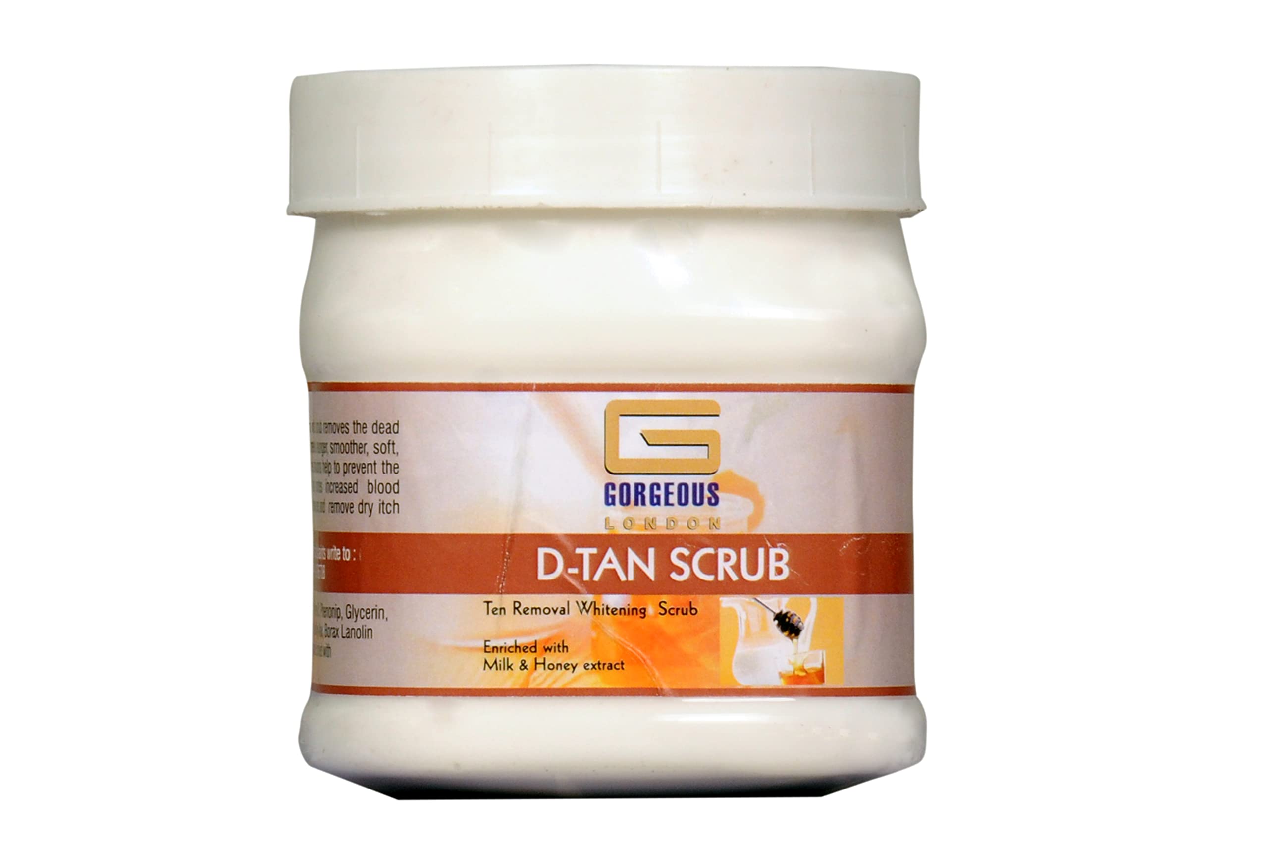 D-Tan Scrub 450gm Ten Removal Whitening Enriched with Milk Honey Extract
