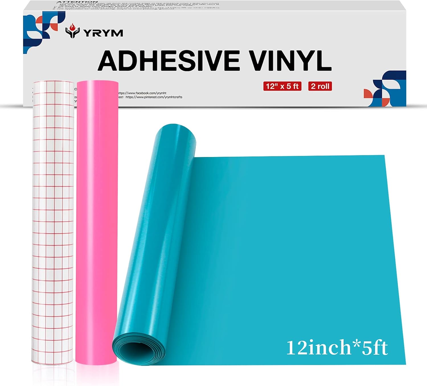 YRYM Permanent Vinyl Rolls - 12" x 5ft Glossy Black Vinyl Roll and White Vinyl & Transfer Tape Set, Black Permanent Vinyl and White Vinyl for Cricut, Silhouette, Adhesive Vinyl for Craft Projects : Arts, Crafts & Sewing