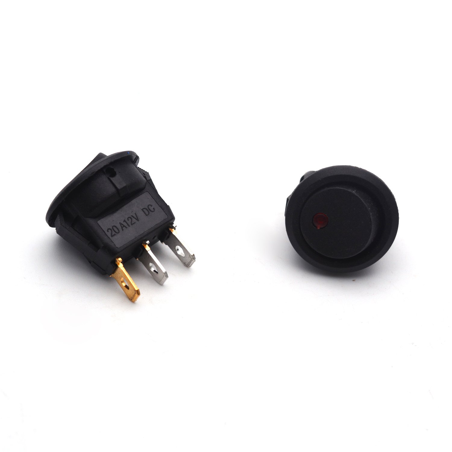 Lоwеѕt Prісе Antrader 12PCS 20A 12V 3 Pins SPST On-Off Control Round Rocker Toggle Switch with Red LED