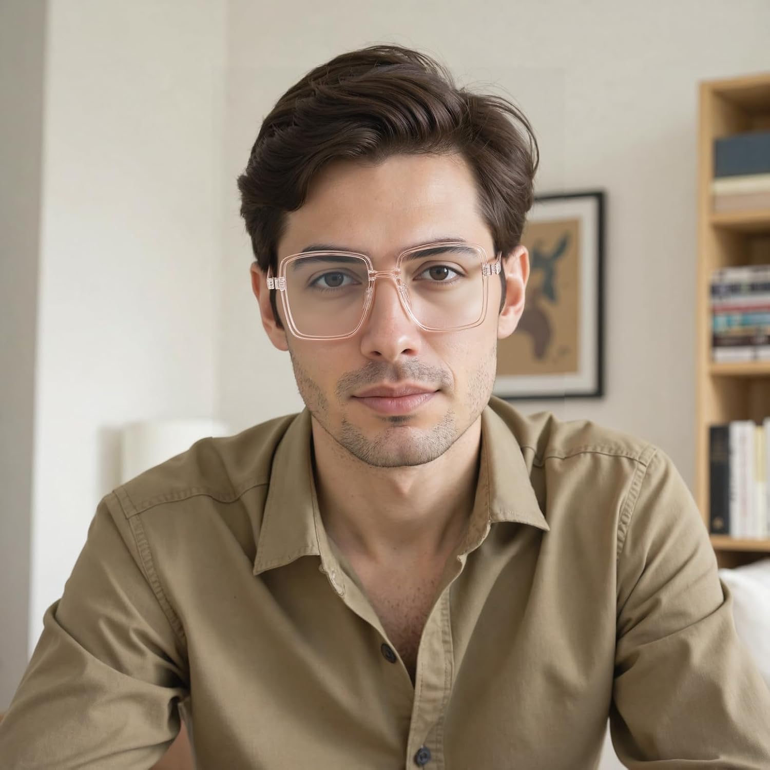 Square Reading Glasses Oversized Full Rim Spectacles Trendy Blue Light Blocking Reader Eyeglasses Lightweight Eyewear Brown 1.25 x image 7 of 8 B0CS5C5TCX