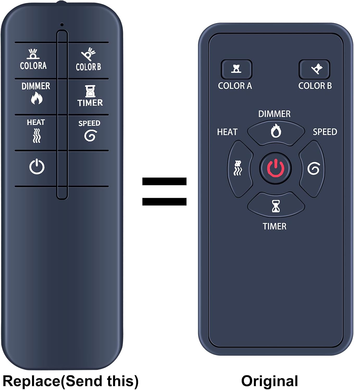 New Replacement Remote Control Compatible with R.W.Flame Electric Fireplace RFH-6001LH RFH-7401LA RFH-7401LB RFH-10201LA RFH-10201LB RFH-10201LC