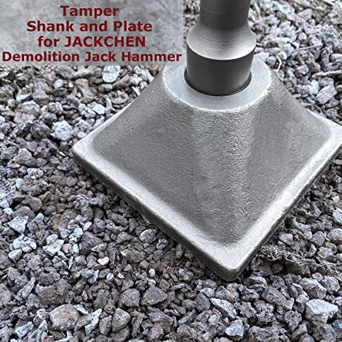 JACKCHEN 1-3/16 inch (30mm) Tamper Shank, Jack Hammer Plate Tamper 6x6\" Plate with Electric Chisel Dirt Compactor, Tamper Shank and Plate , Gas Powered and Electric Demolition Concrete Breaker