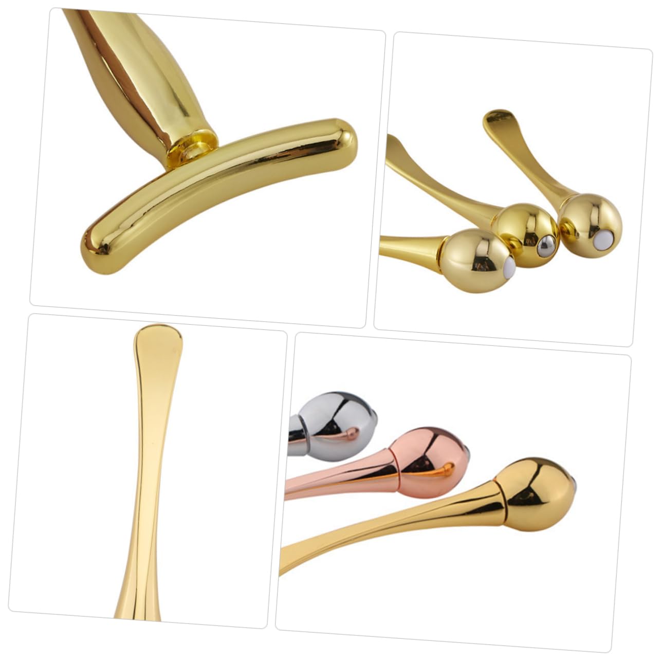2sets Facial Massager Beauty Skin Tool Double Head Eye Massager Stick Face Mask Spoon for Women