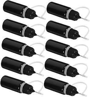 24 Piezas Unidades Botella Aplicadora con Punta de Aguja Metálica de Precisión para Pegamento Líquido y Manualidades DIY Color Negro
