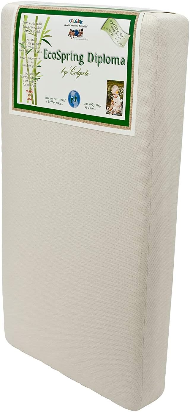 Colgate EcoSpring Diploma - Organic Cotton Innerspring Crib Mattress with Waterproof Cover