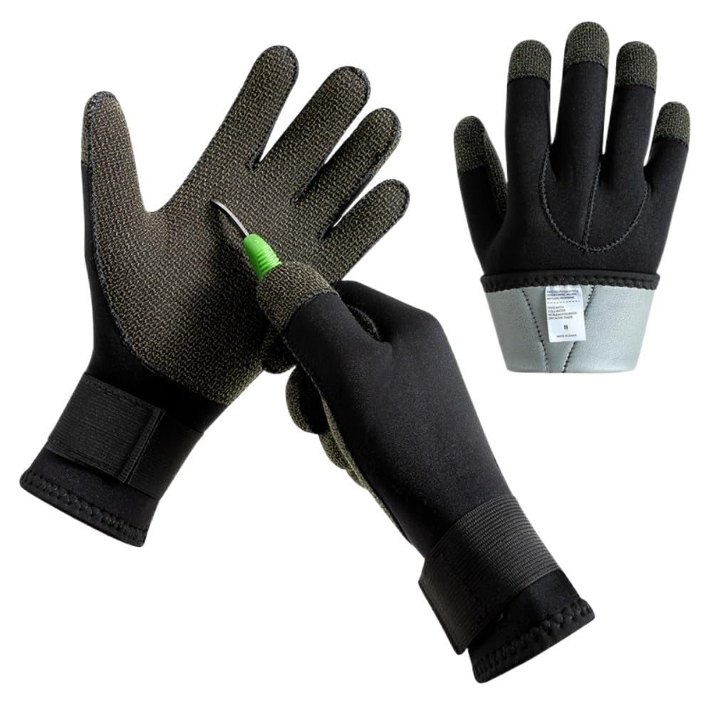 Tauchhandschuhe 3 mm Neopren-Schwimmhandschuhe, Schnorchel- und Tauchausrüstung, warm halten, Kratzfest, Speerfischen, Tauchen, Kajakfahren, Surfen Neoprenhandschuhe (Color : Noir, Size : M)