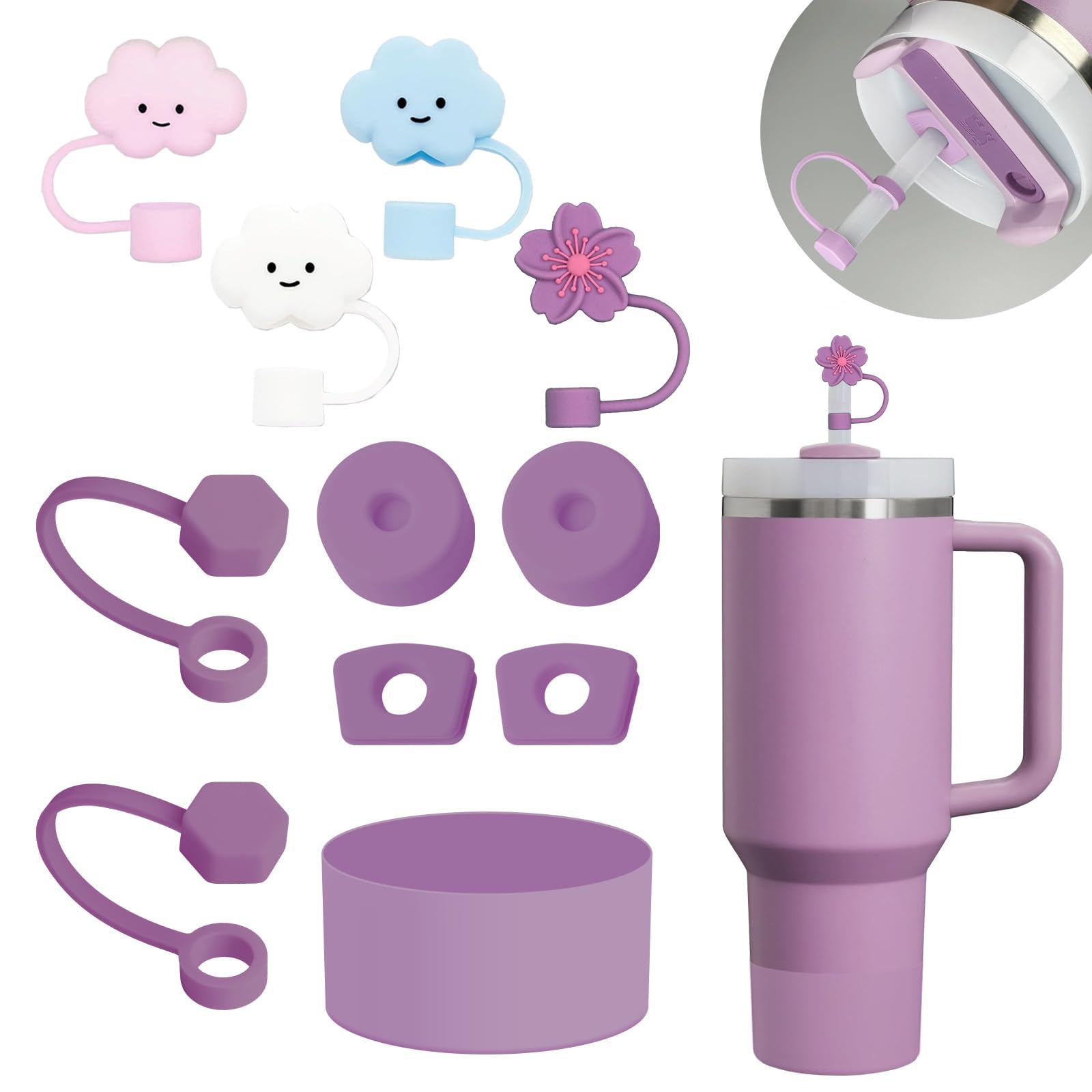 6 Tappi Silicone Per Stanley Cup 30oz/40oz - Kit Anti Perdita Con Coperchi Cannuccia