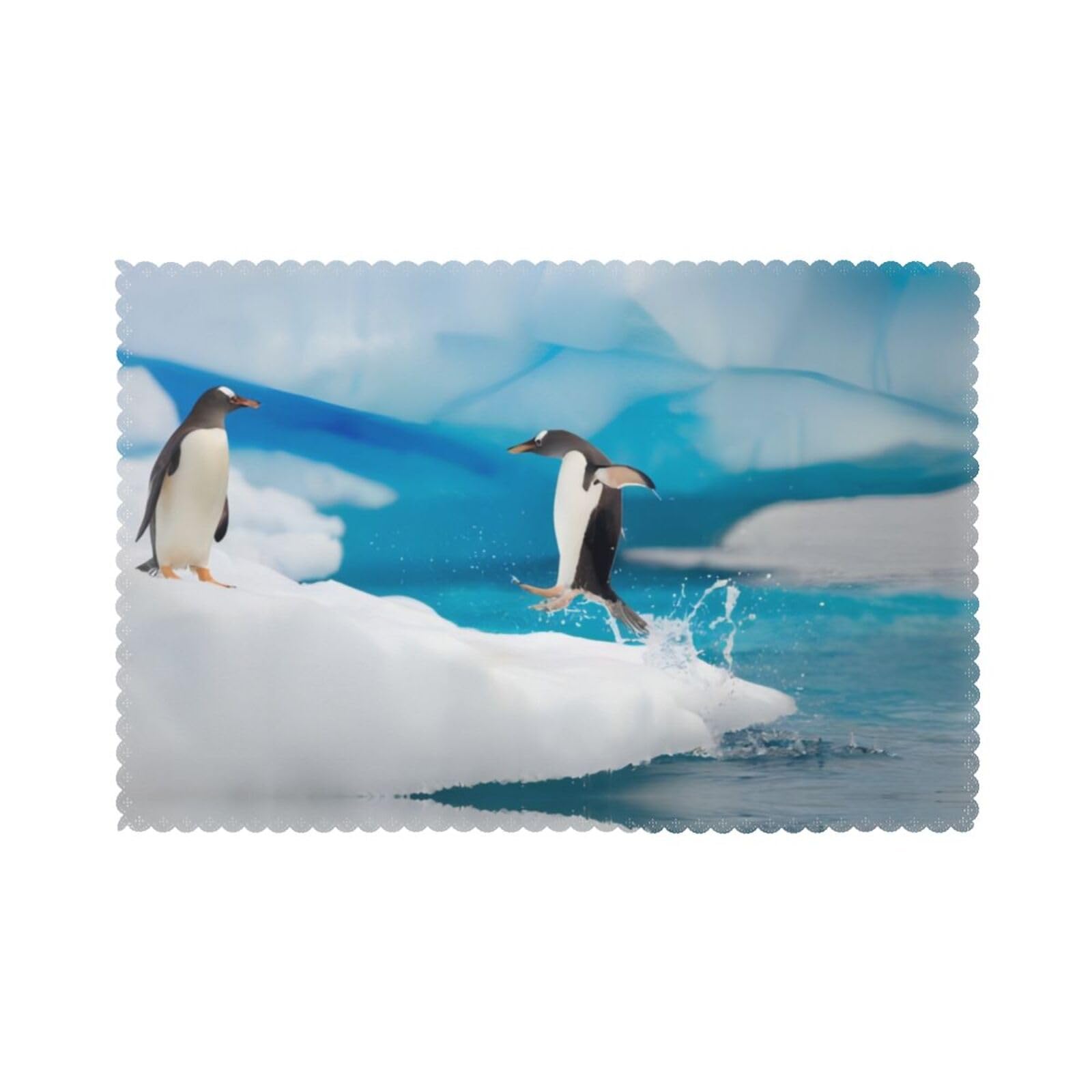 YYHWHJDE Playful Penguins Prints Placemats Set of 6 12x18in - Heavy-Duty Polyester Table Layers Built for Lasting Performance