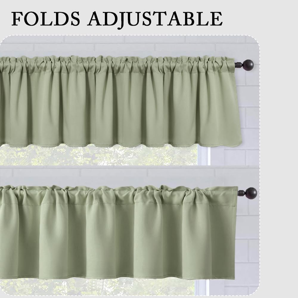 MIULEE Spring Blackout Window Valance for Bedroom Kitchen Bathroom Living Room Darkening Rod Pocket Curtain Valance, Thermal Insulated Window Treatment 1 Panel, 52 x 18 Inches, Sage Green - Image 7