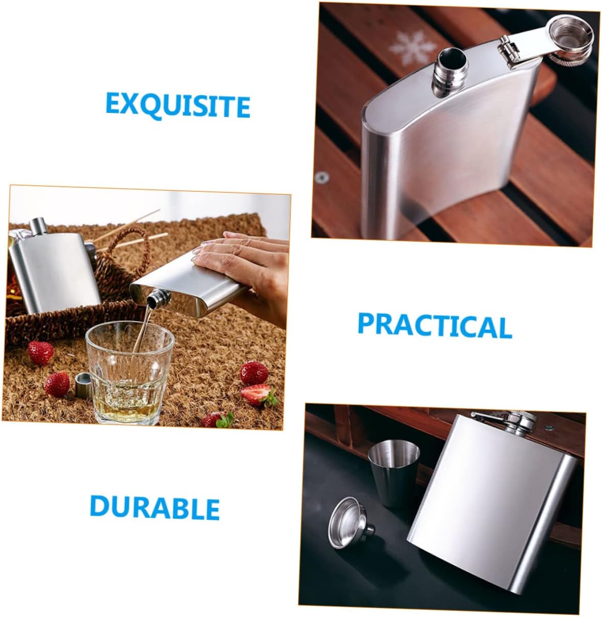 1set Portable Liquor Flask Wild Liquor Canteen Funnel for Outdoor Activities Camping Hiking and Fishing and Lightweight Design