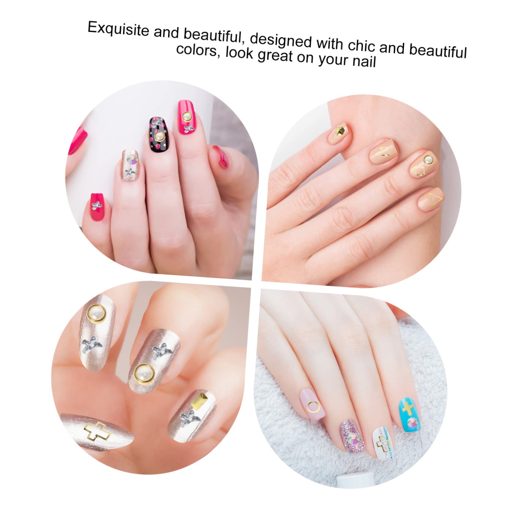 Beavorty 3 Set Di Gioielli Per Manicure in Lega Di Zinco Per Nail Art Borchie Con Rivetti Decorazioni Per Unghie Accessori Per Unghie Eleganti Decorazioni Per Manicure 9 Scatole*3