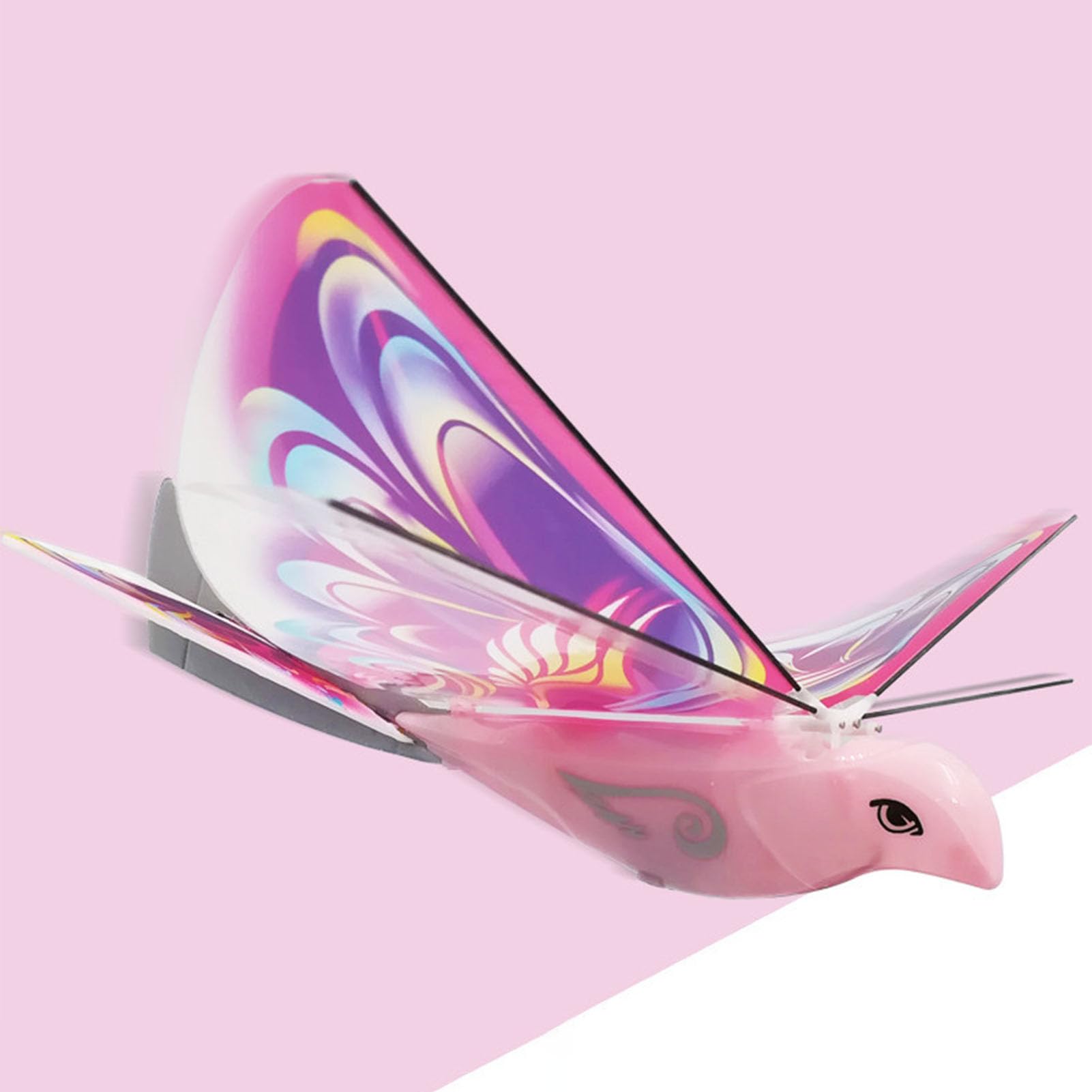 Srliya Elektronischer Fliegender Vogel, Fliegendes RC-Vogelspielzeug, 2,4 GHz, USB-Aufladung, LED, Bionische Schlagflügel, Vogel für Drinnen und Draußen (Rose)