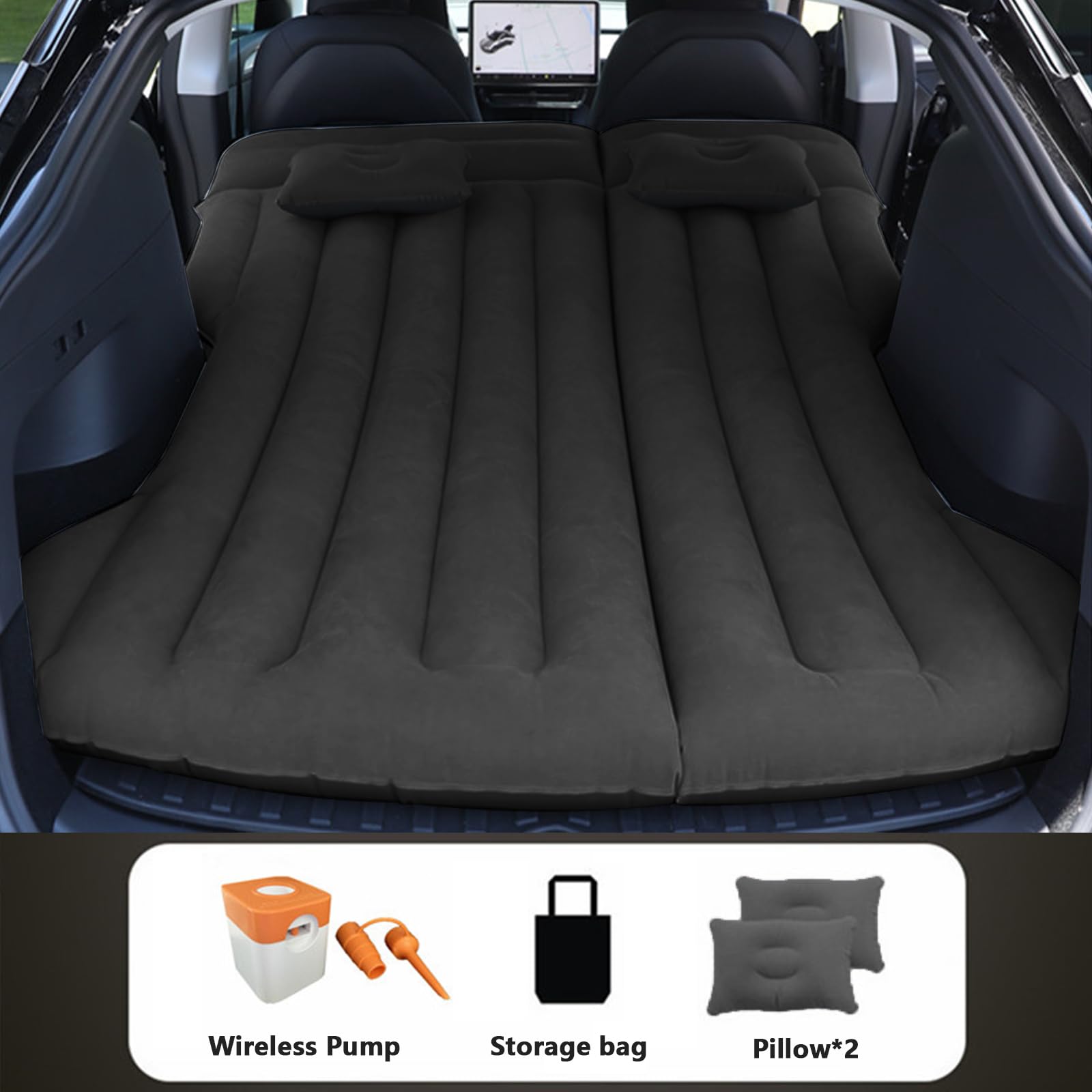 Vinteky Matelas Gonflable,Matelas Pneumatique pour Voiture lit de Camping Matelas Portable épais pour La Maison,Camping Voyager pour Tesla Model Y (Noir)