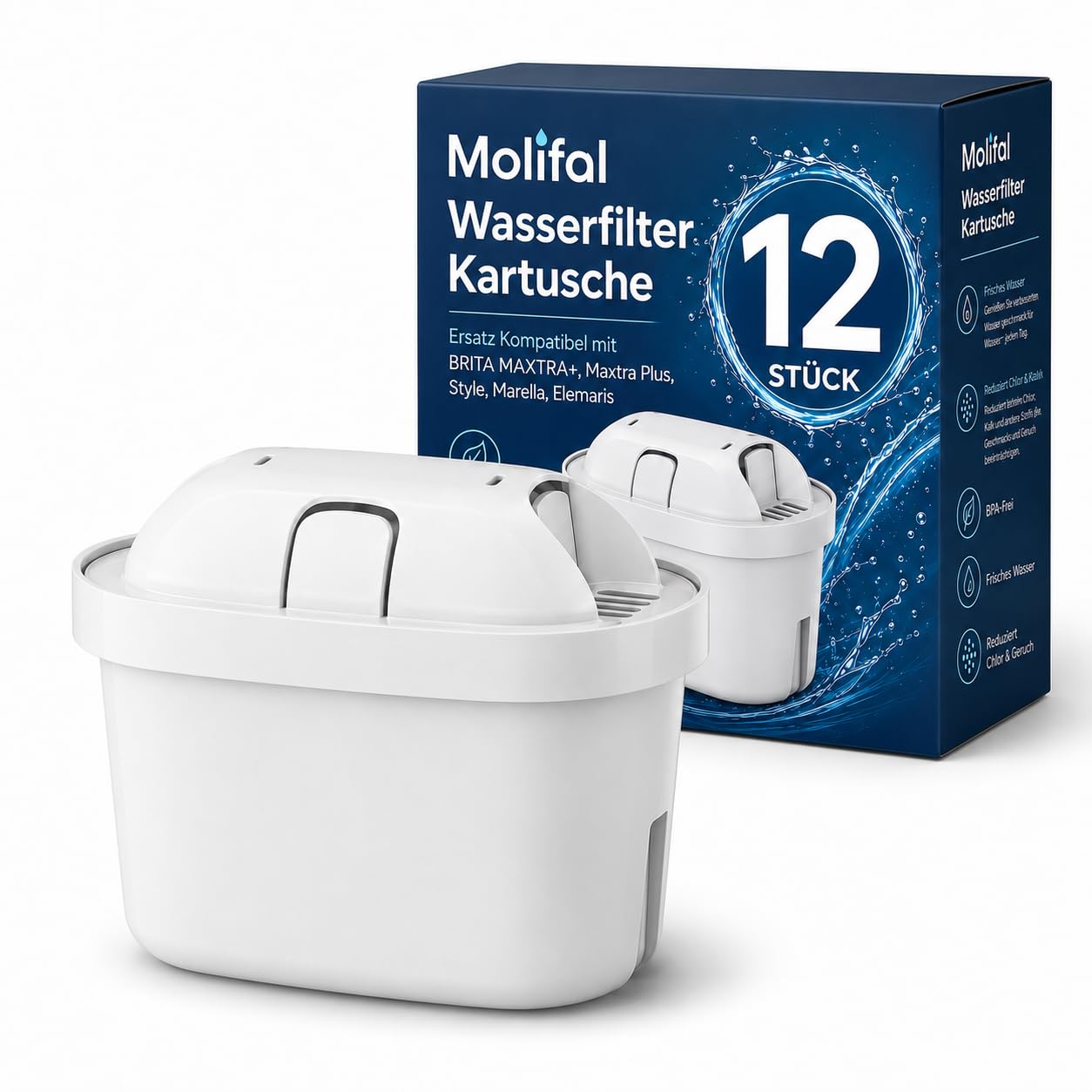 Wasserfilter Kartusche Ersatz Kompatibel mit BRITA MAXTRA+, Maxtra Plus, Style, Marella, Elemaris (12)