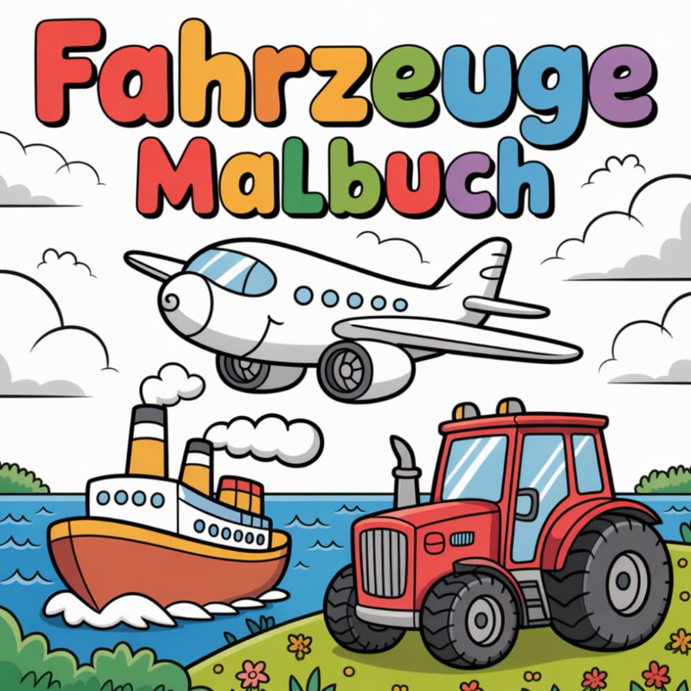 Fahrzeuge Malbuch mit 50 spannenden Motiven für kleine Helden ab 4 Jahren