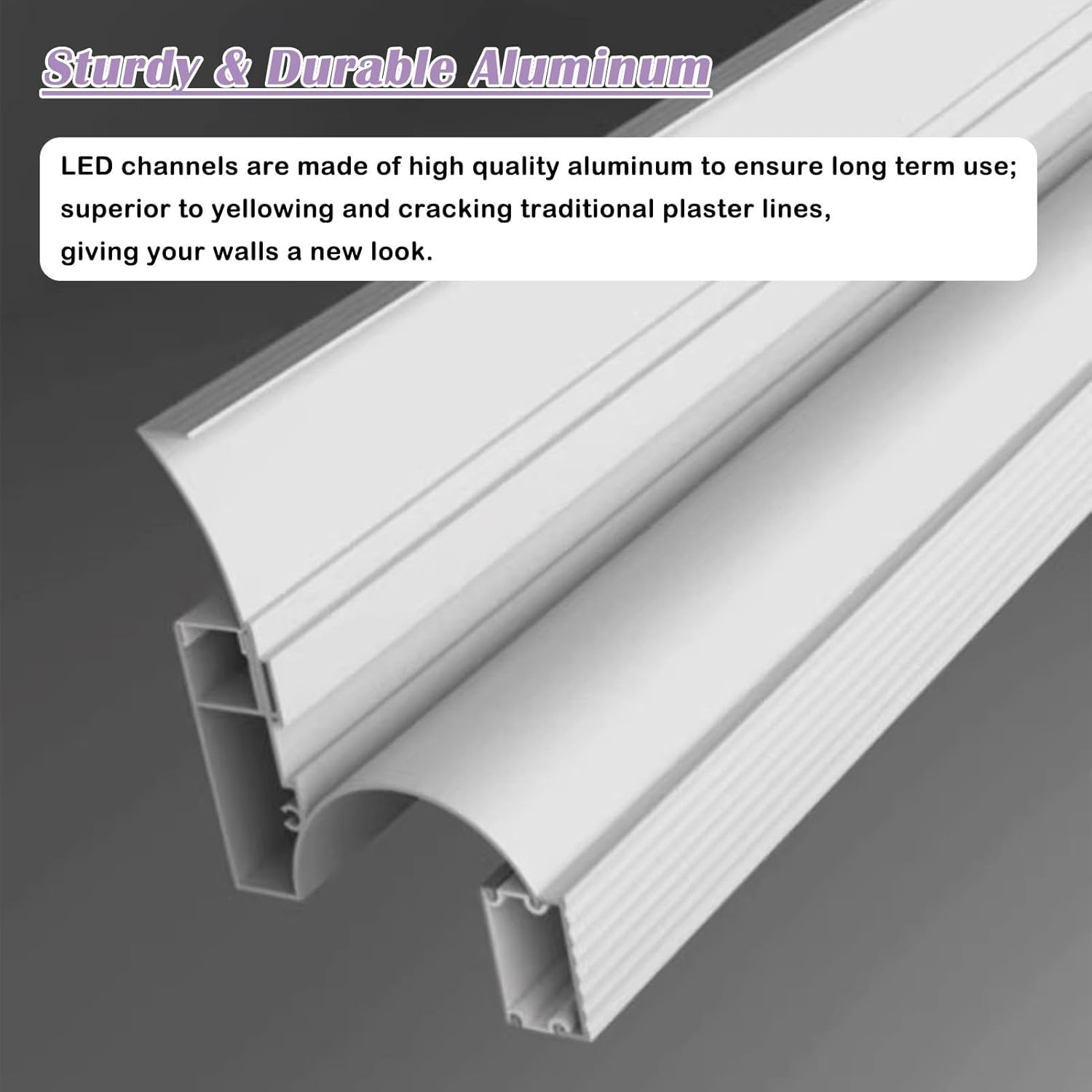 壁天井コーナー用ホワイトLEDチャンネル、LEDデュアルライトプロファイル間接照明、アルミコーニスクラウンモールディング、ホームデコ