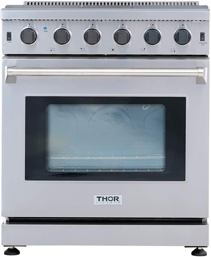 THOR Kitchen Freestanding Professional 30-Inch Gas Range in Stainless Steel - Model LRG3001U