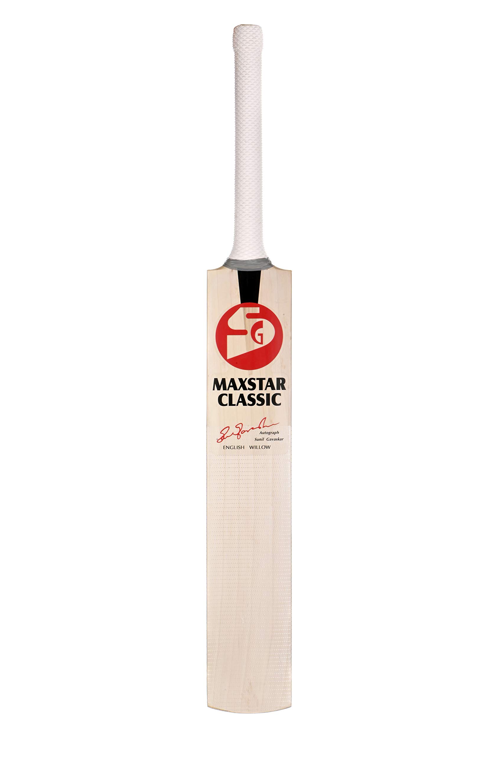SG MAXSTARCLASSIC Bat English Willow Hard Pressed Shaped for Superb Stroke Cricket Bat (Leather Ball) No.6