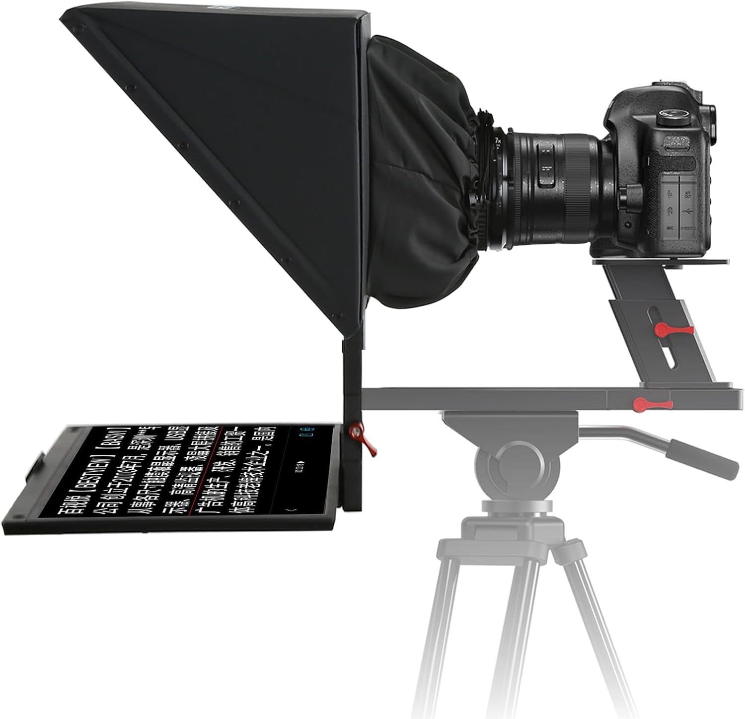 Desview TP170 Teleprompter 17 pollici, lega di alluminio High Display vetro sollevabile con telecomando e app per iPad/DSLR/videocamera, obiettivo grandangolare, registrazione video