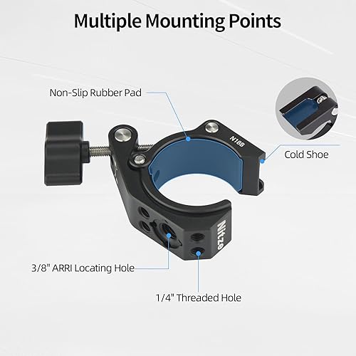Miniatura 3 de Nitze Abrazadera de cangrejo de cámara con adaptador de rosca de 3/8" a 1/4" para cámaras, luces, ganchos, estantes, trípodes y barras transversales