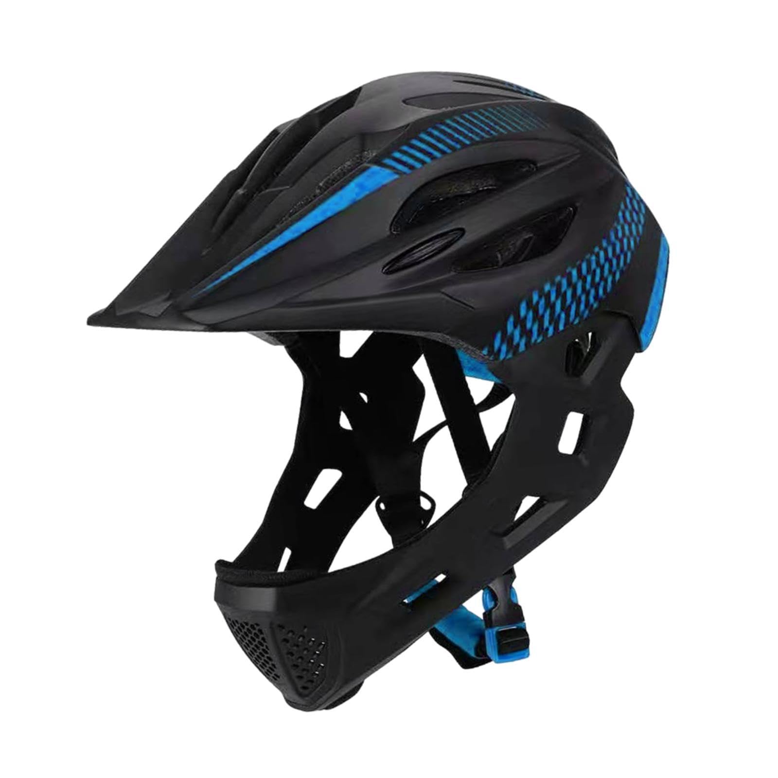 Baoblaze Kids Bike Helmet Full Face Helmet Adjustable Portable Cycling Helmet Children Bicycle Helmet for Skateboarding Rock Climbing, black blue