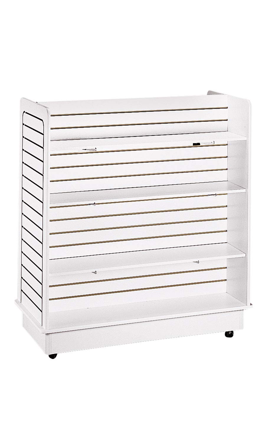 SSWBasics White Slatwall Gondola Unit - 6 Shelves - Rolling Unit - Sturdy Display - Retail Perfect
