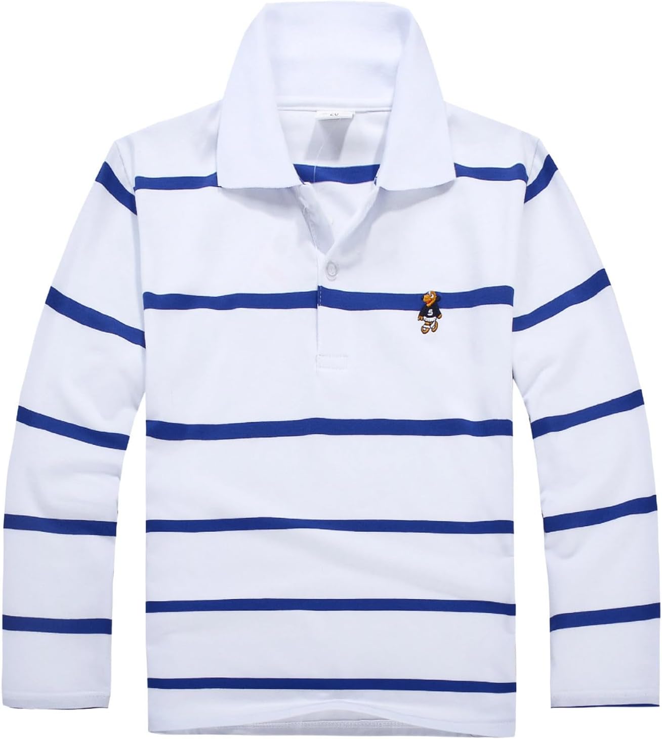 Boys' School Uniform Polo Shirt Striped Print Long Sleeve Cartoon Dog Embroidery Golf Shirt Performance Casual Tops