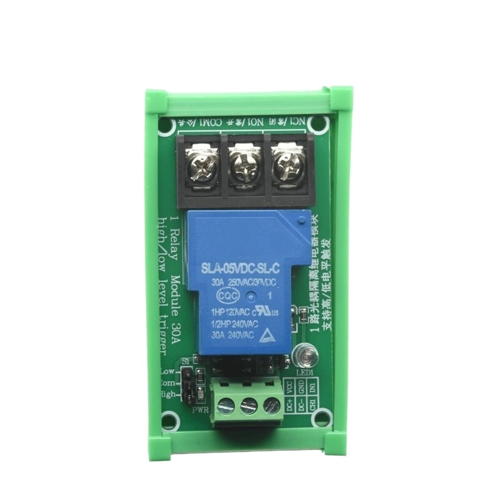 Module relais optocoupleur 5V avec support déclenchement haut bas 30A - 7
