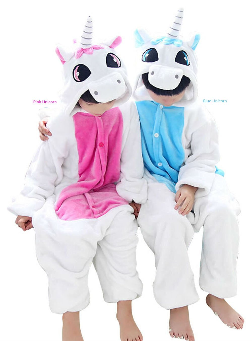 Children Kids Costume Onesies Pajamas Christmas Holloween Party Cosplay Costume Lazy Warm Sleepwear (XXS (34"-40"), Blue Unicorn)