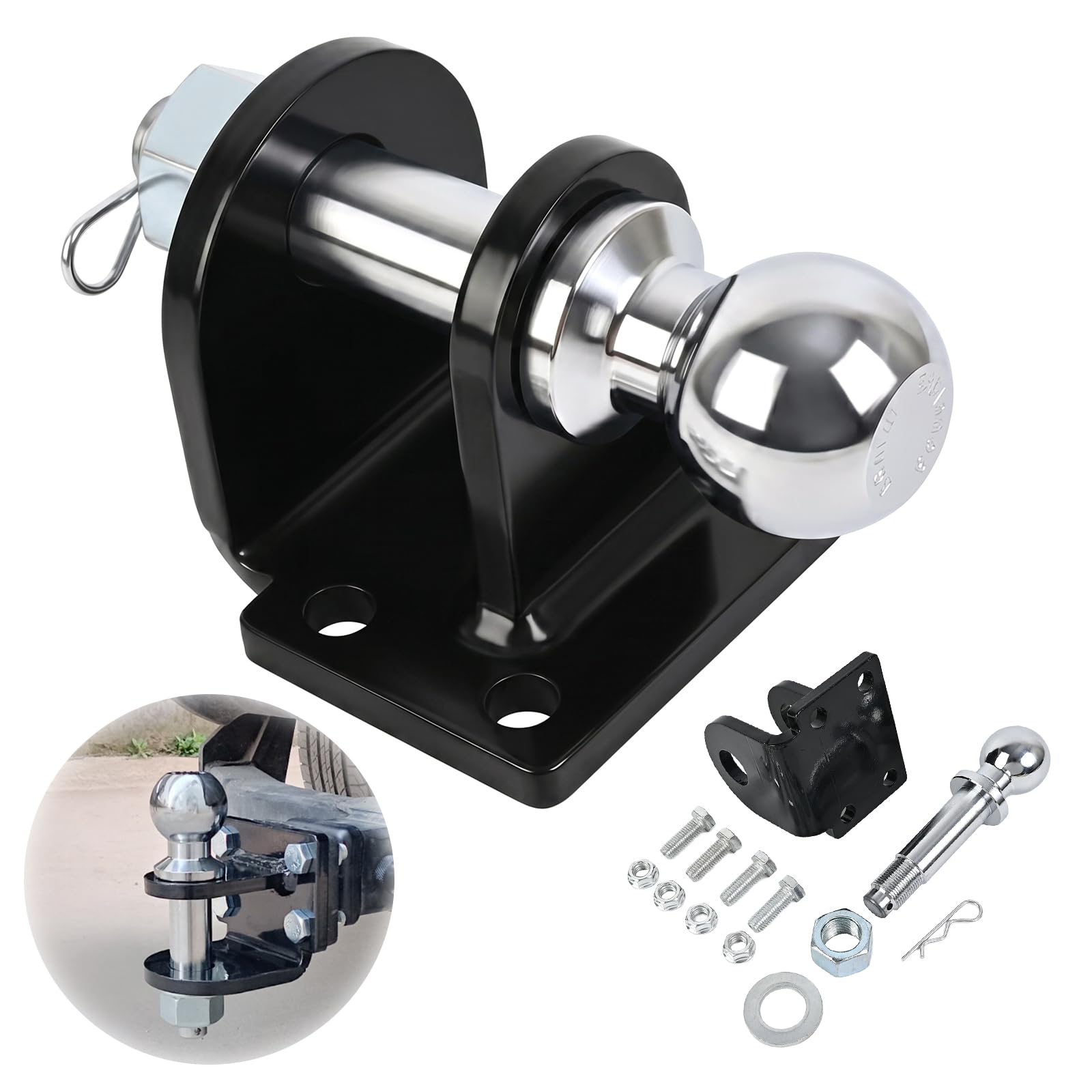 Gancio di traino con testa a sfera da 50 mm, forza di trazione 3,5t, fissaggio a vite a 4 fori, senza viti, adatto per tutti i modelli di veicoli