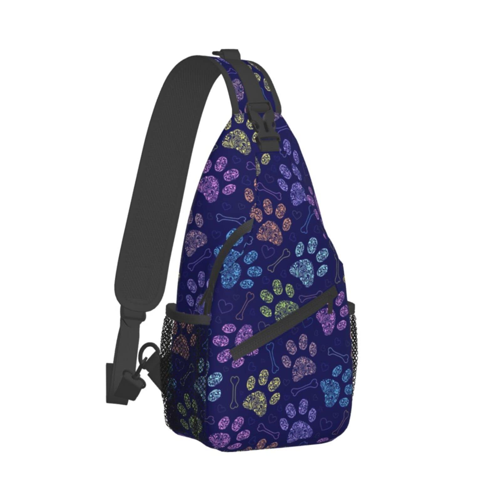 Woerexker Unisex Dog Paw Print Animal Footprint 6 Dog Paw Print Animal Footprint Sling Bag For Women Men,Crossbody Shoulder Bags Casual Sling Backpack Chest Bag Travel Hiking Daypack For Outdoor
