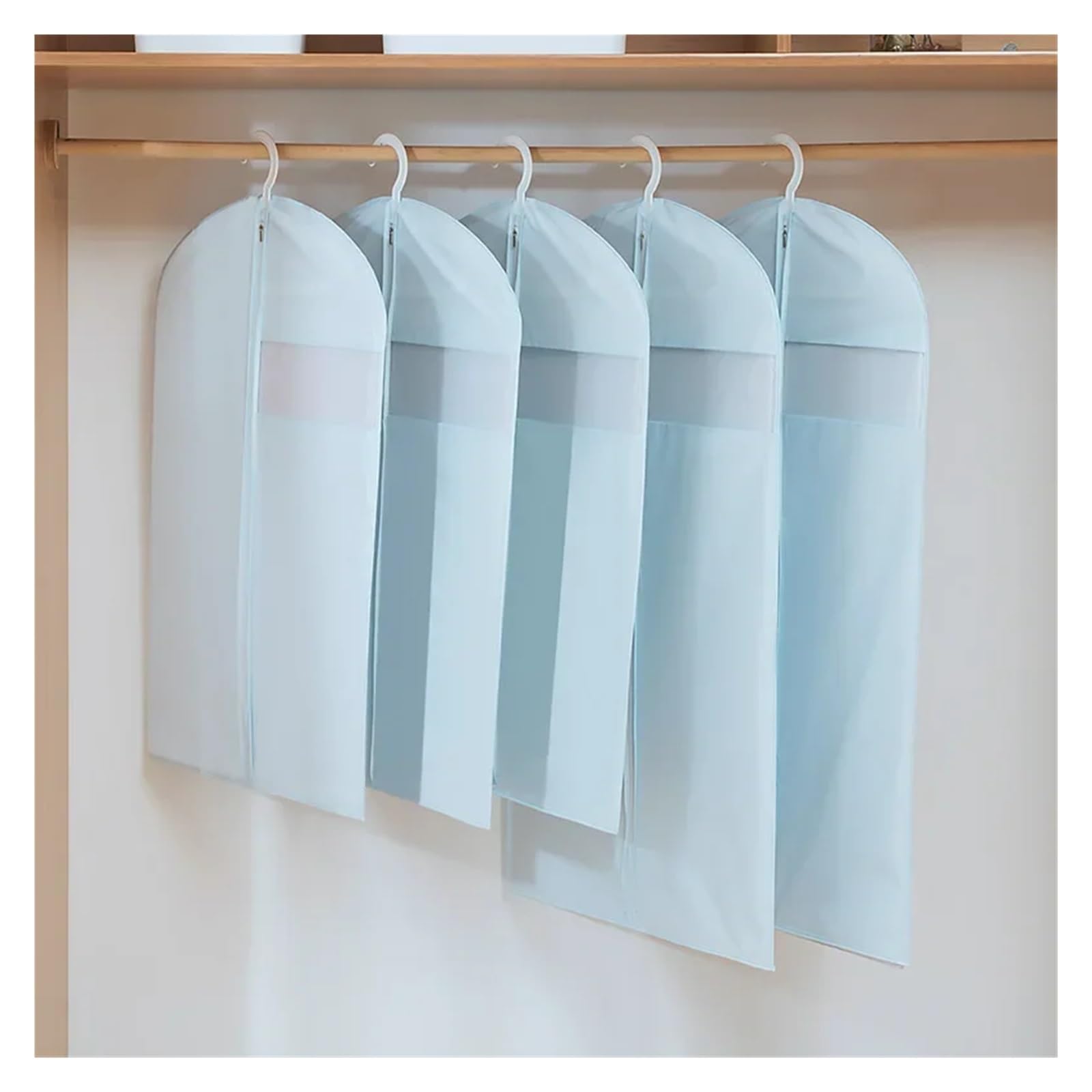 Garment Bag 5pcs Transparent EVA Printed Cover Clothes Hanging Bags Home Suit Coat Storage Wardrobe Organizer(Blue,60x90cm)