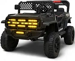 Carro Carrinho Jipe Jipinho Elétrico Infantil Quadriciclo 12V Controle Luz Som Música Bivolt Menino Menina (Preto)