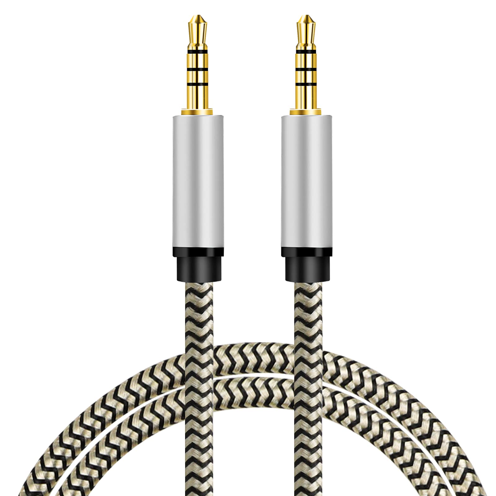 Tanprmee 3.5mm Aux Cable 4 Pole, TRRS Cable Nylon Braided Male to Male Audio Cable, Aux Cord for Headphones, PS4,Phone, Tablets, Headset, PC, Laptop and More(3m10Ft)