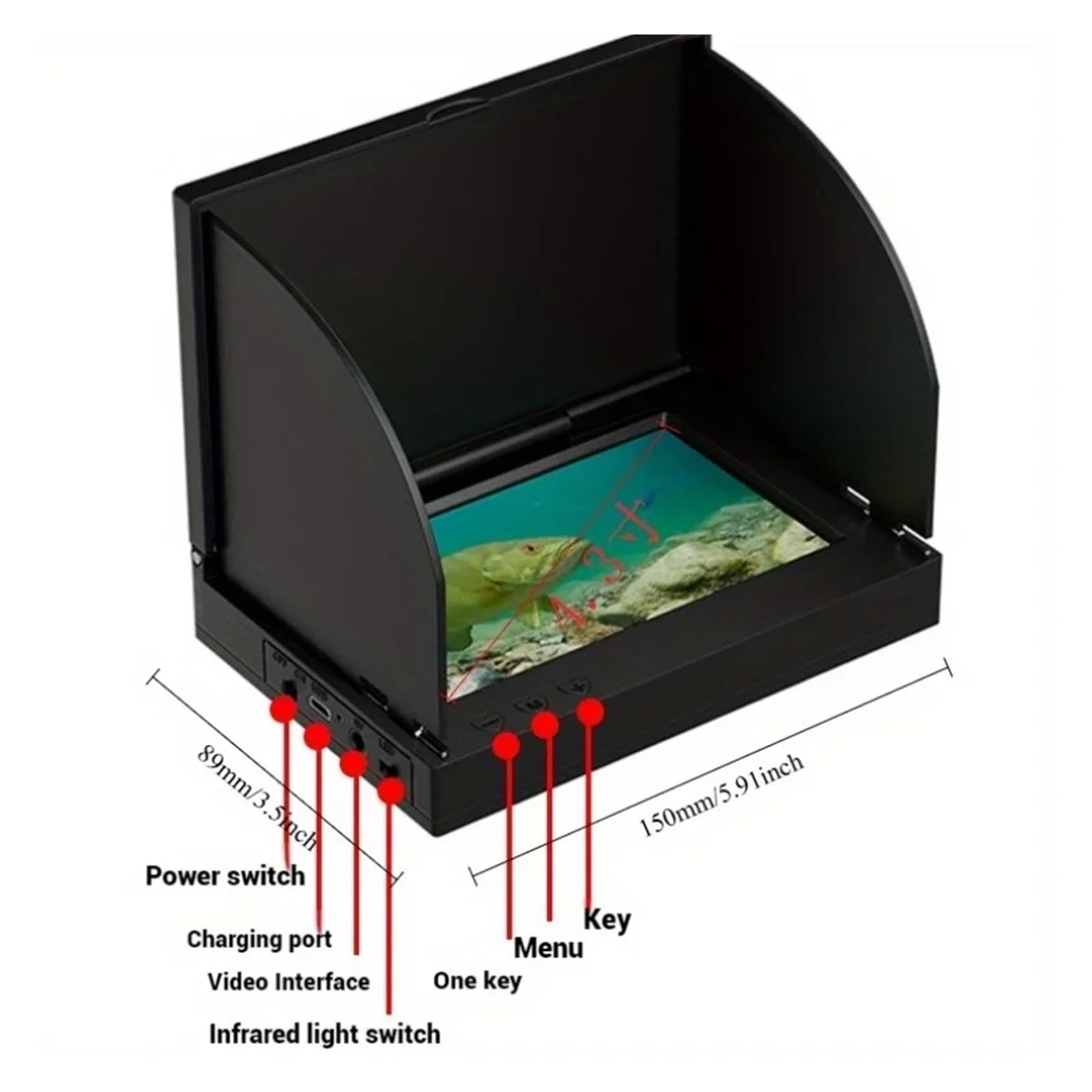 Caméra de pêche sous-Marine HD avec écran LCD de 4,3 Pouces et Vision Nocturne, équipement Complet for 15 m/20 m/30 m/50 m