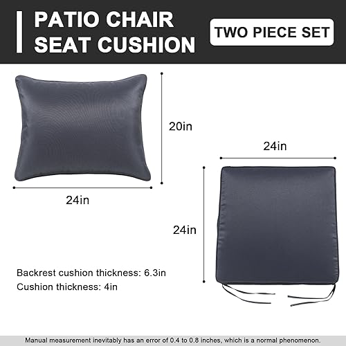 Miniatura 4 de Jadoxy Cojines de asiento profundo para sillas de exterior, impermeables, para respaldo y asiento profundo para muebles de jardín y patio (negro y