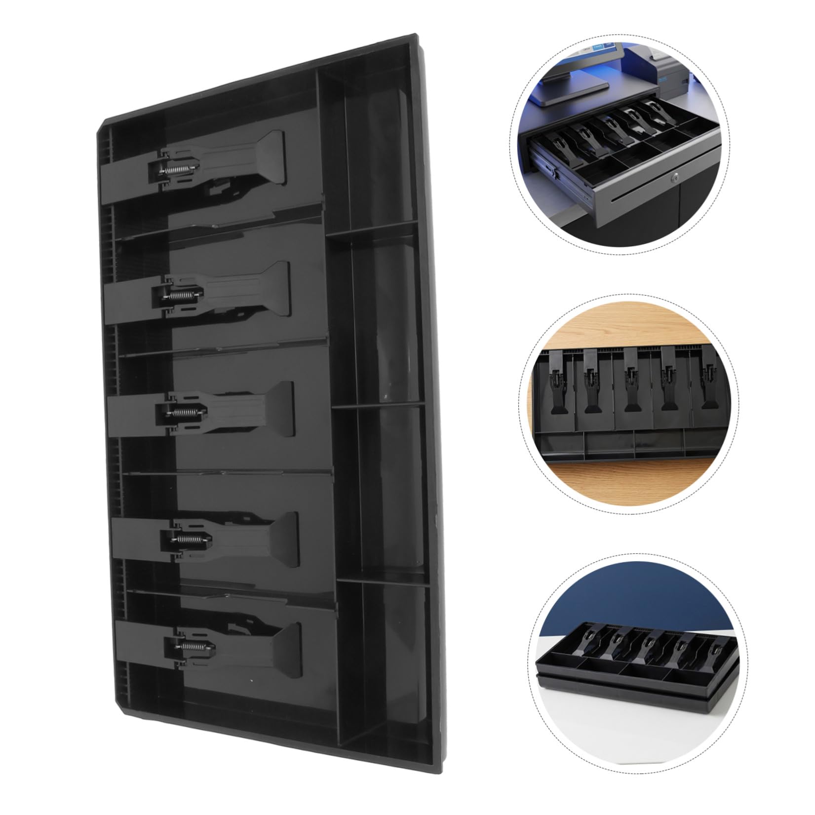 2 Pezzi Vassoio in Resistente Cassetto Porta Contanti con Scomparti per Cassa Organizzatore per Banconote e Monete per Negozi e Uffici