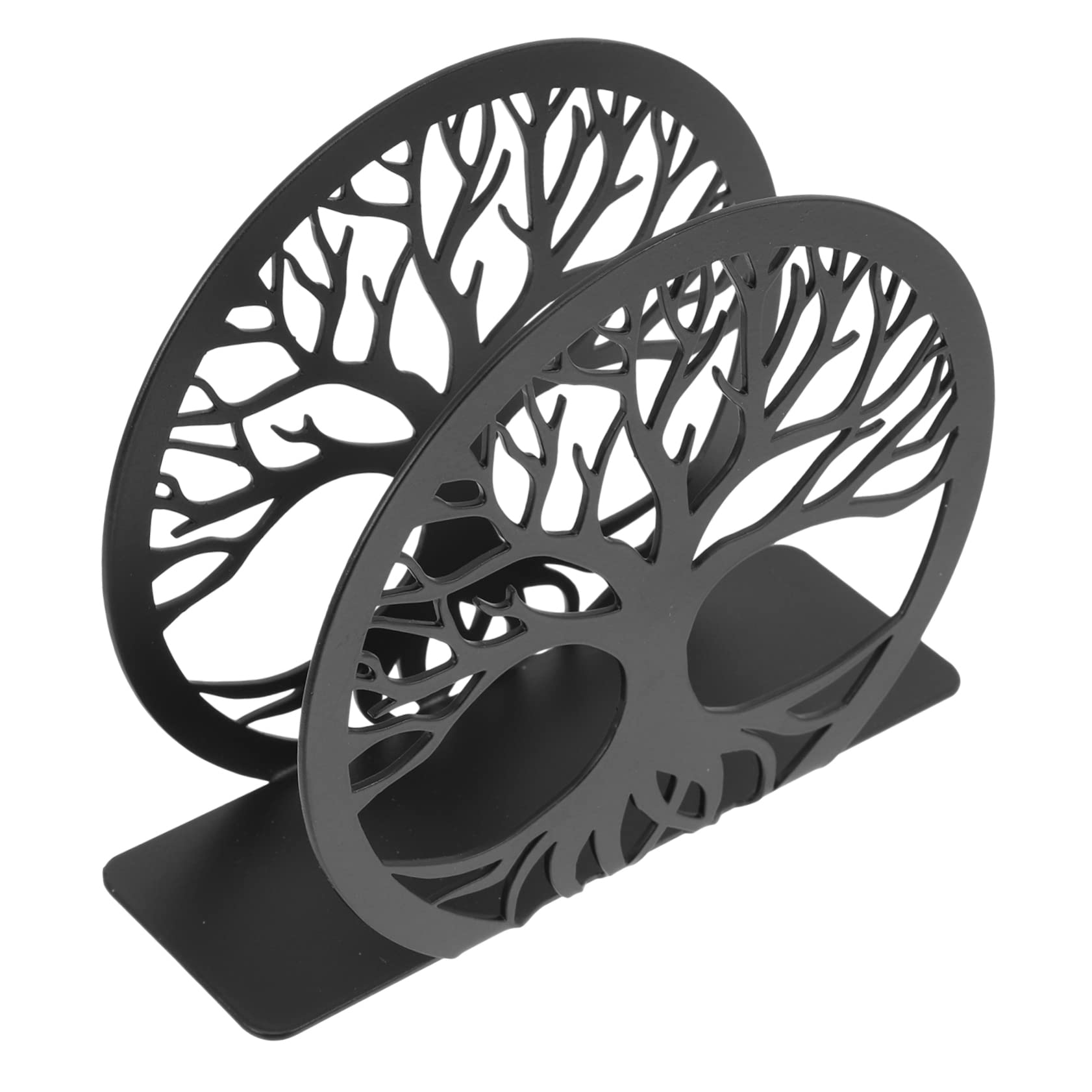 Porte-Serviettes Noir de Table en Acier Inoxydable Vertical Motif Ajouré