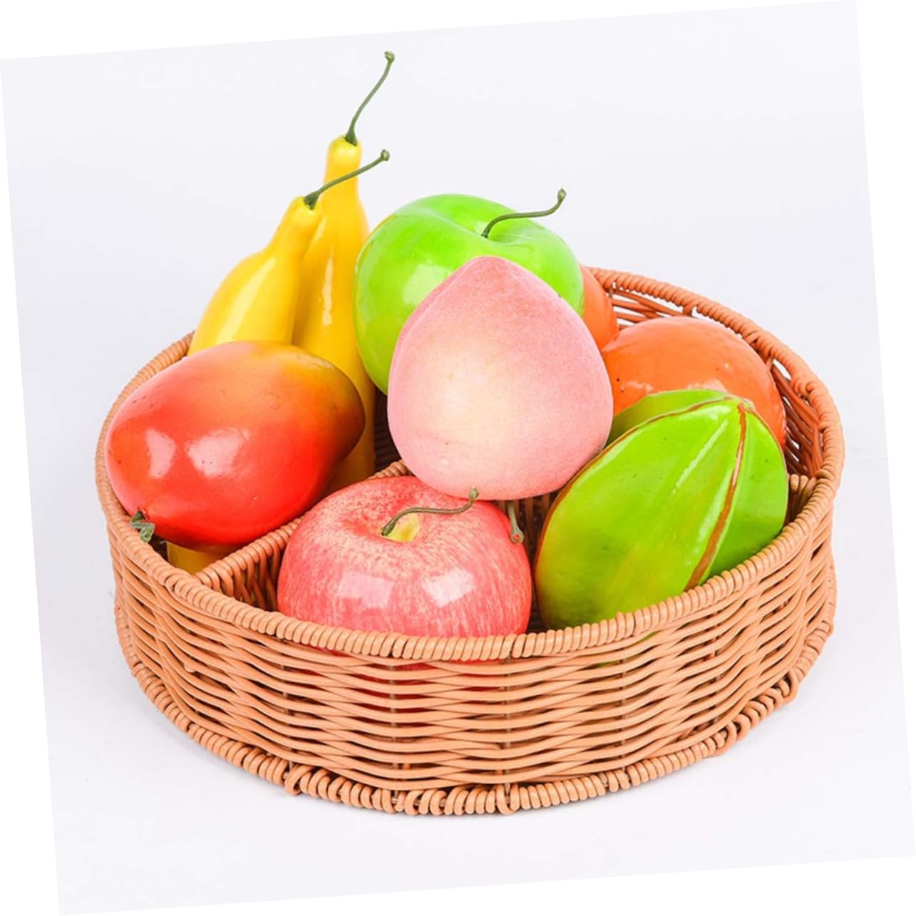 TIDTALEO 1pc Woven Storage Basket Handmade Brown Fruit and Vegetable Display Basket Large with Three Compartments for Home Bakery Hotel Use