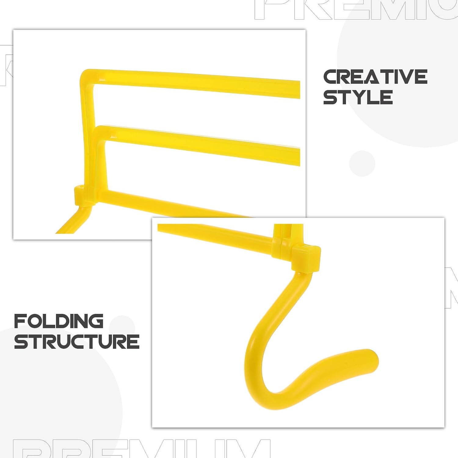 Adjustable Height Soccer Agility Training Hurdles Set, Foldable Yellow Speed Workout Equipment for Football Players, Jump and Speed Training Bars for Athlete Drills