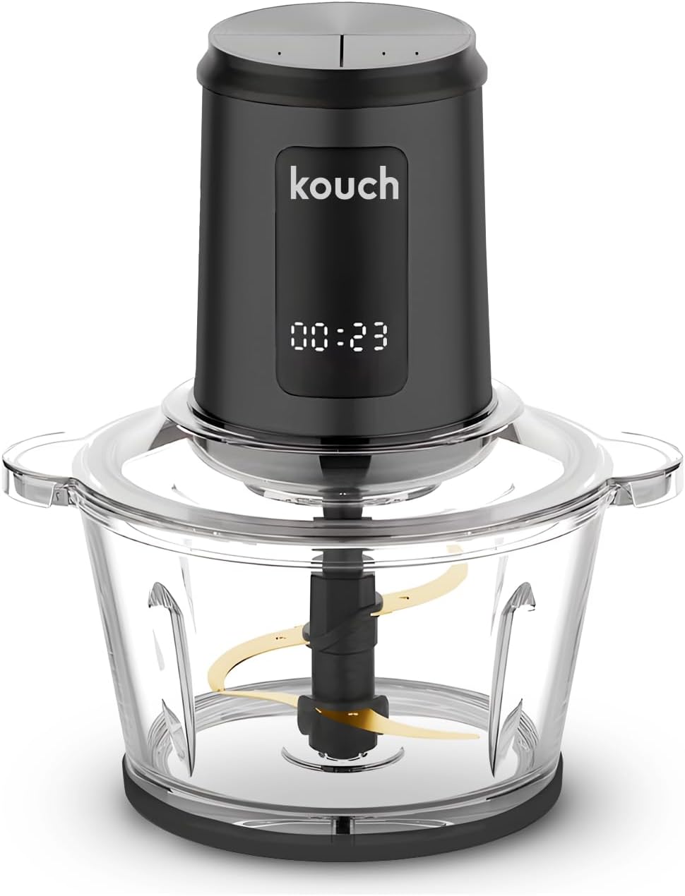 Kouch-Glass Chopper 500W Electric Food Chopper with 2L Glass Bowl, Dripper Pro, 4-Titanium Blades, Storage Lid, Dual Speed, Spatula, Ice Crush Function, KC-2046