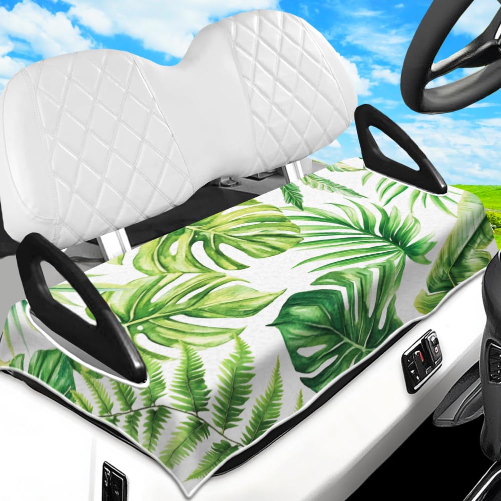 peacoblue Golf Cart Seat Covers Towel Tropical Plants 100% Microfiber 51"x31" Golf Cart Seat Blanket Cushions Golf Accessories Universal Fit for Club Car EZGO Yamaha Precedent 2-Seat Golf Carts