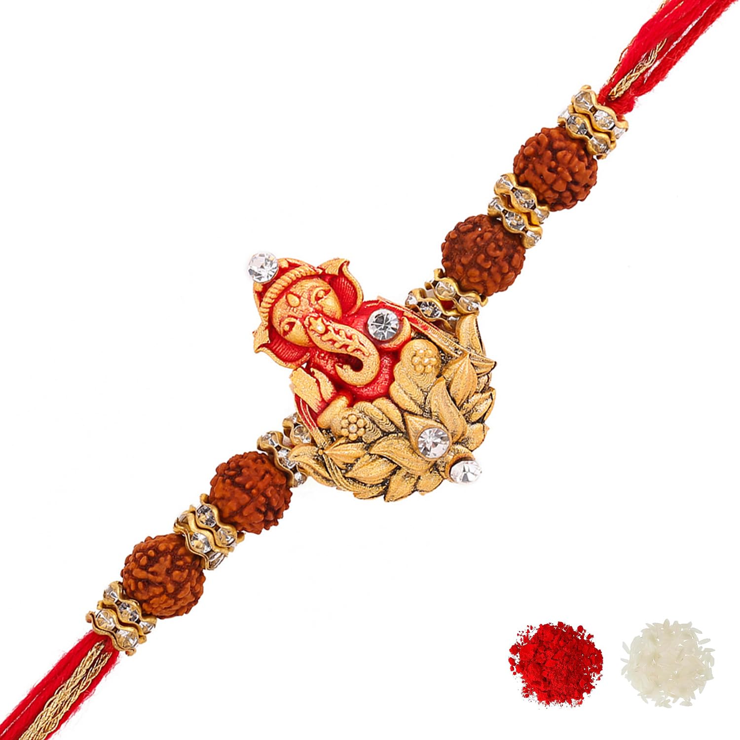 voylla Divine Rudraksha Ganesha Rakhi With Roli Chaawal Pack|Rakhi For Brother|-picture-40