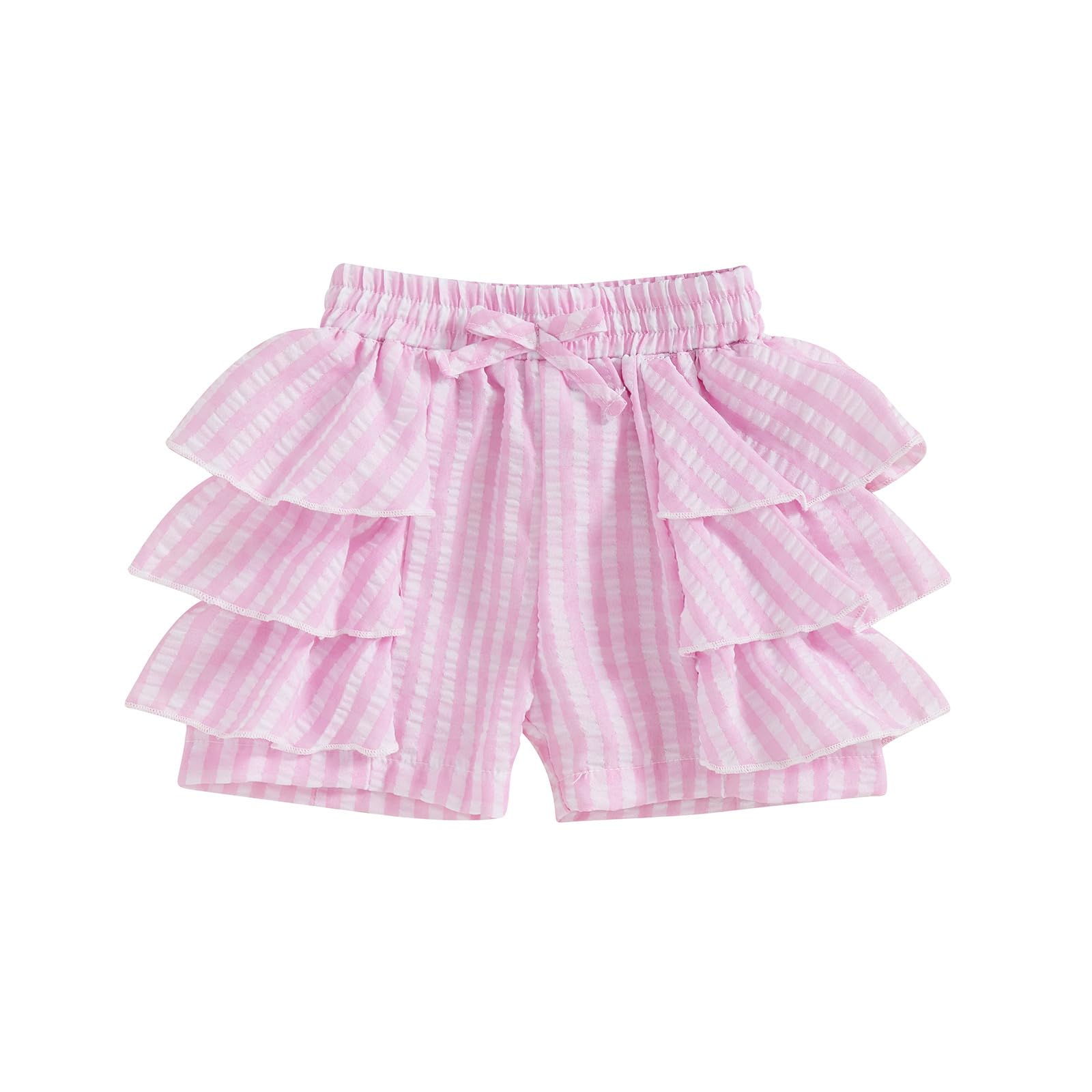 Toddler Baby Girl Ruffle Shorts Summer Plaid Elastic Waist Wide Leg Bow Loose Shorts Lantern Pant Bottoms Outfit (Pink, 18-24 Months)