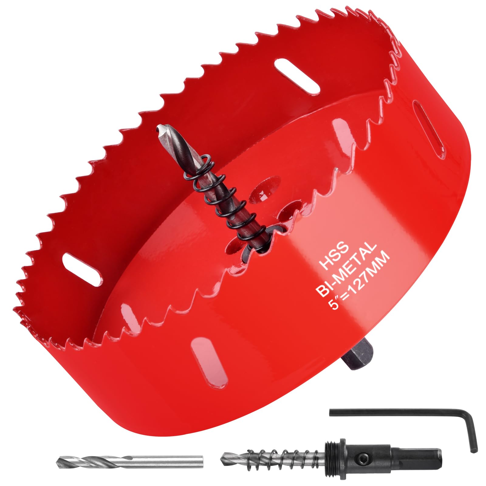 5 Inch / 127mm Hole Saw for Wood, Plastic Board, Ceiling,Drywall, and Metal Sheet - HSS Bi-Metal Hole Cutter with Pilot Drill Bit