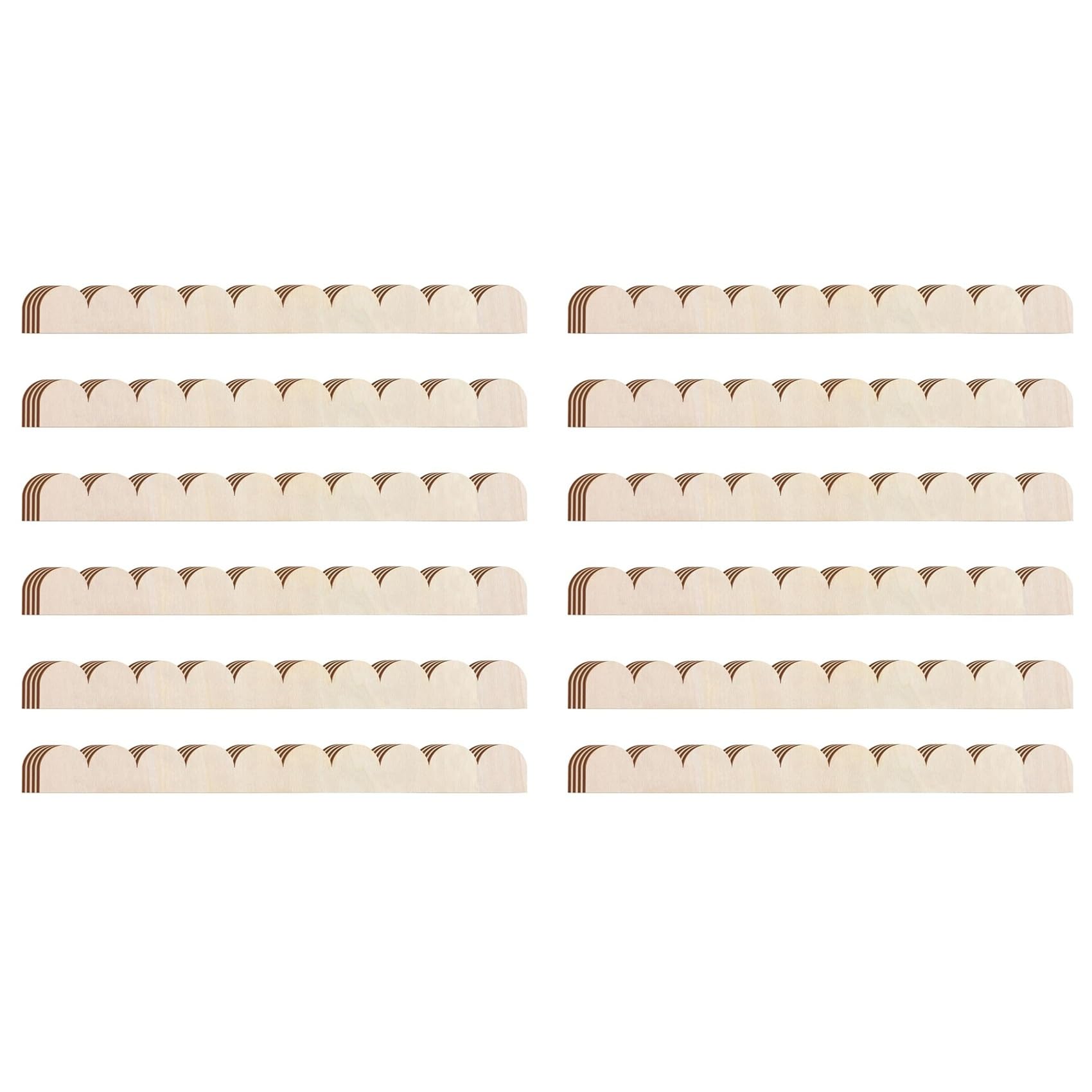 Jnchdghwa Natural Wood Color 48Pcs Unfinished Scalloped Decorative Wood Trim Decorative Wood Molding Diy Moulding Trim For Home Wall Cabinet Shelf