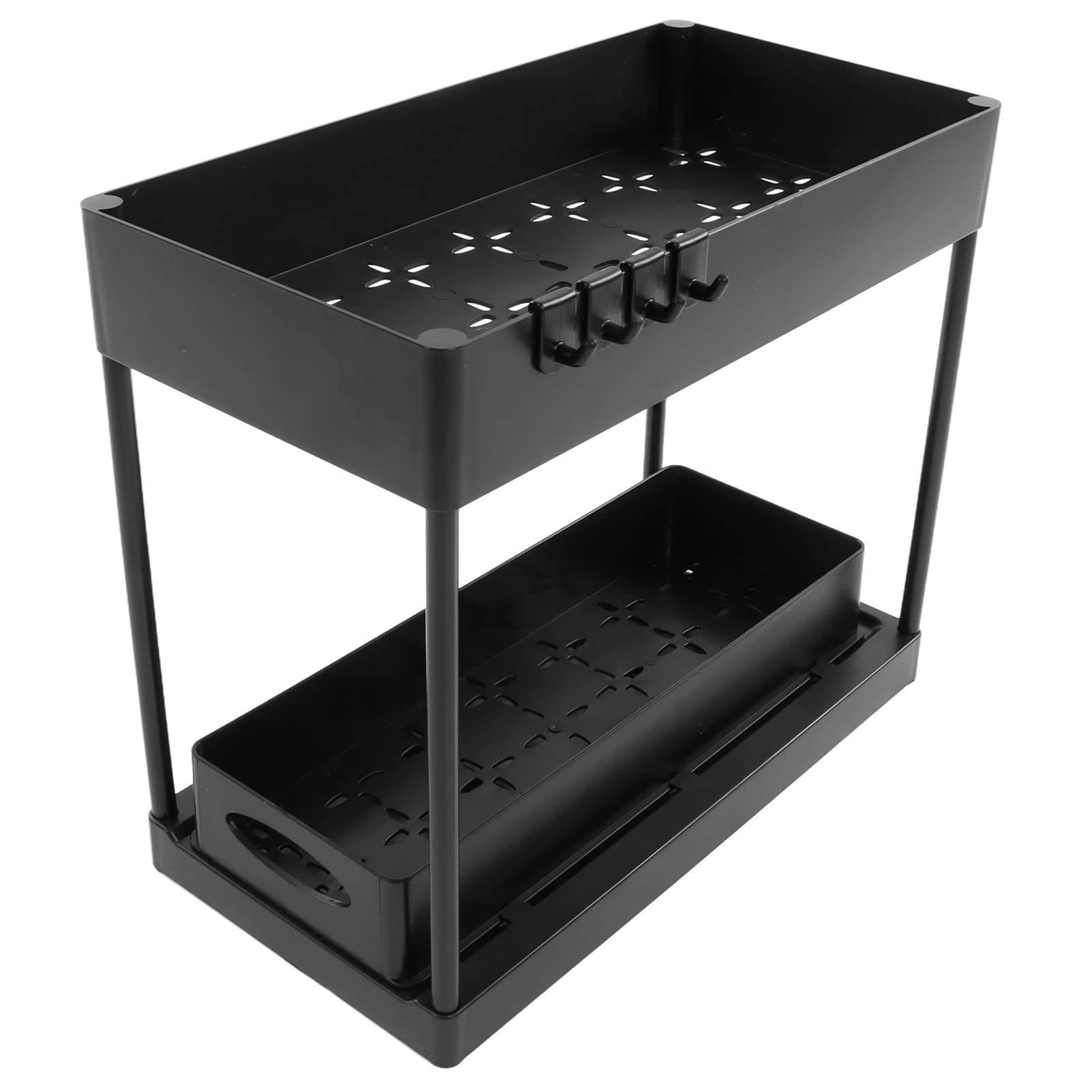 Paniers de Rangement coulissants ABS sous évier, Armoire de Rangement, tiroirs coulissants pour Cuisine, Salle de Bains, Rangement de cosmétiques (Noire)