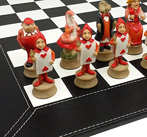 HPL Alice in Wonderland Fantasy Chess Set with 18" Black