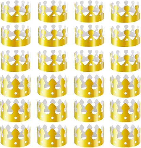 Aniann Paquete de 28 gorras de papel dorado con corona de papel de aluminio dorado para fiesta de cumpleaños, celebración de cumpleaños, baby